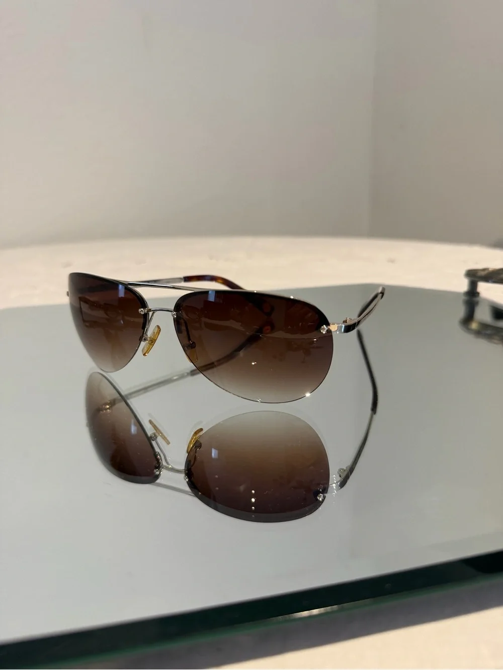 MICHAEL Michael Kors Silver Frame Sunglasses with Brown Gradient Lenses